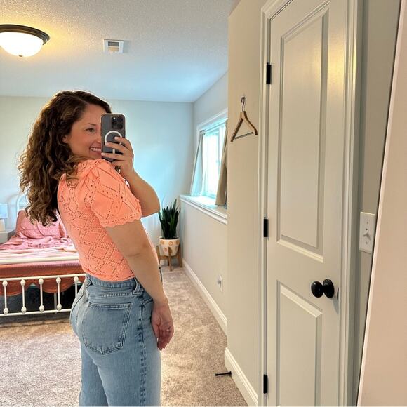 NWT LoveShackFancy Pink Cotton Eyelet Crochet Strawberry Bodysuit Small - Picture 2 of 16